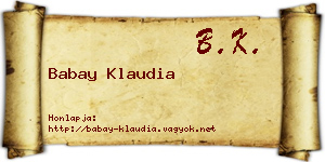 Babay Klaudia névjegykártya